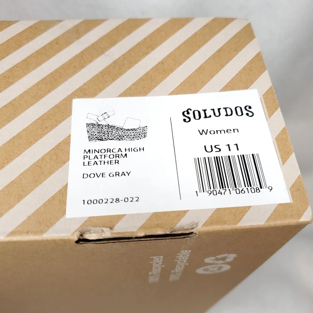 NIB! Soludos Dove Gray Minorca Platform Sandals
